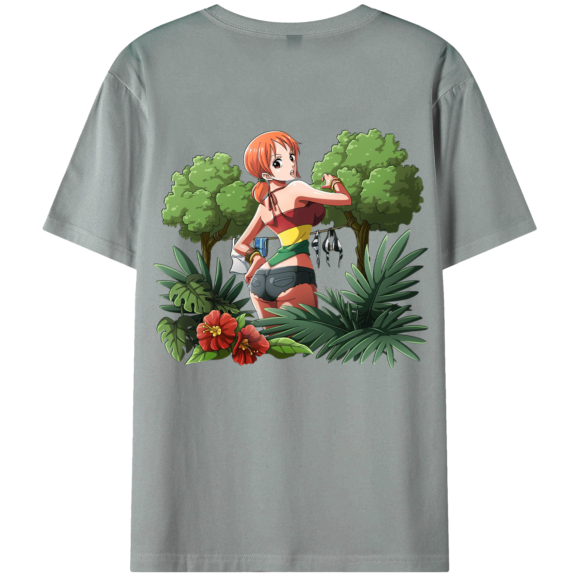 （画像用） ワンピース ナミ ONE PIECE Nami 綿100％ メンズ半袖Tシャツ（バックプリント） 通気性